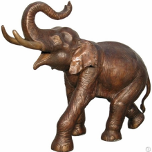 Trunk Lifting Life-size Elephant Bronze Statue for Garden Decoration